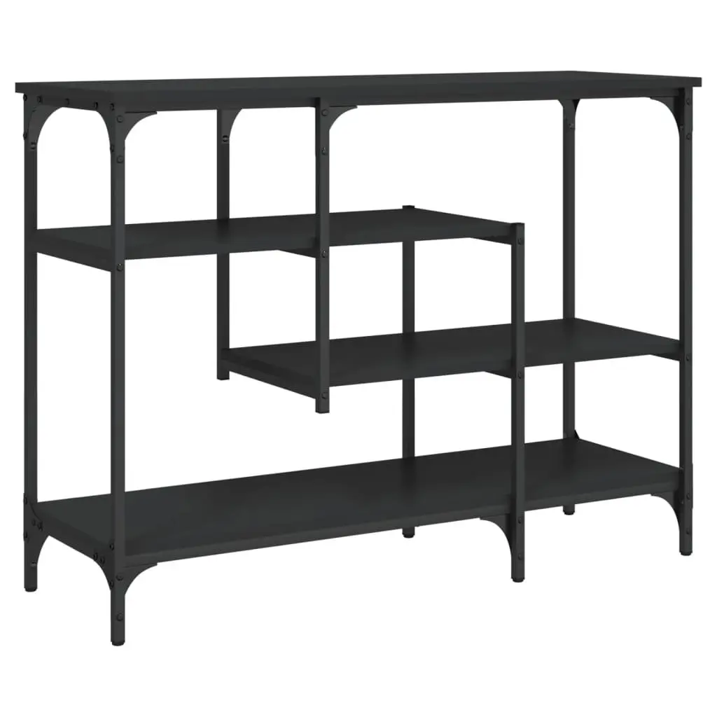 Black Console Table with Multiple Shelves