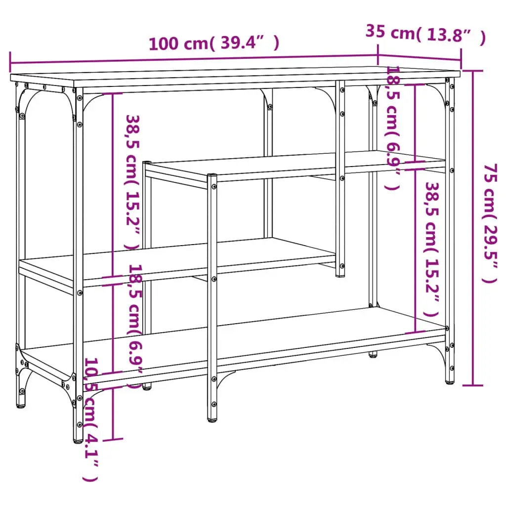 Black Console Table with Multiple Shelves