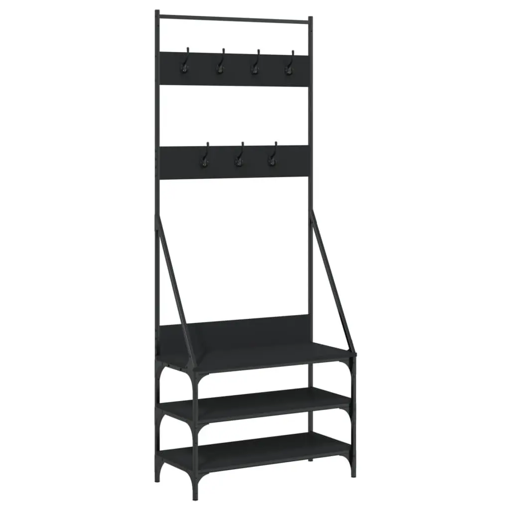 Black Clothes Rack with Shoe Storage 72x34x184 cm