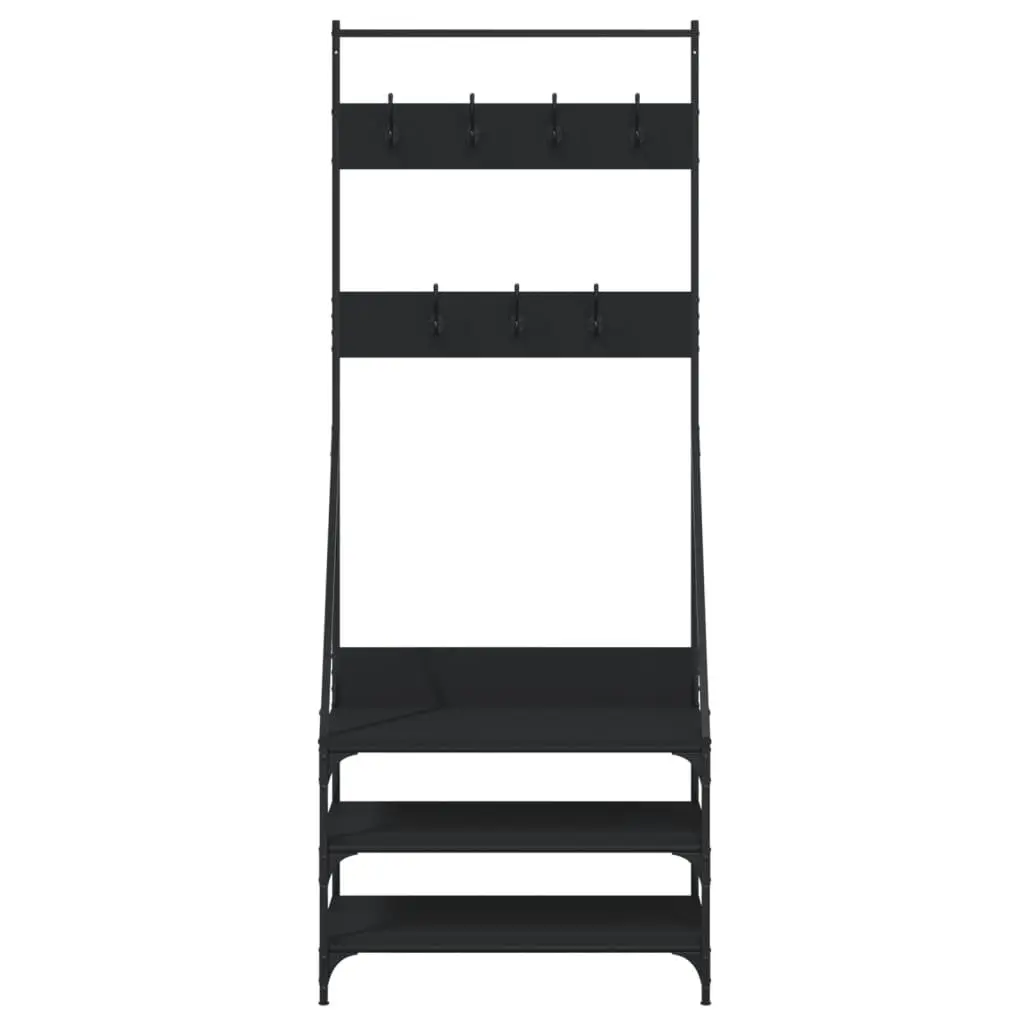 Black Clothes Rack with Shoe Storage 72x34x184 cm
