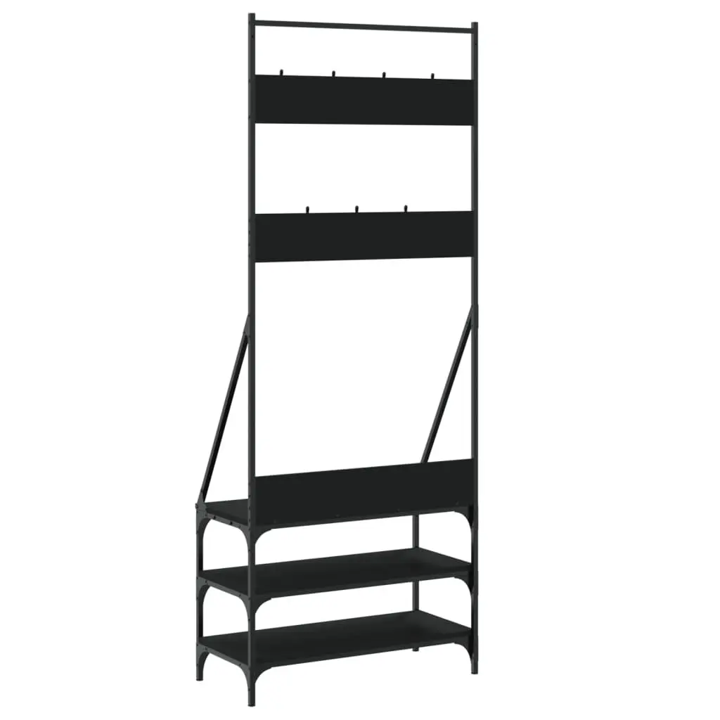 Black Clothes Rack with Shoe Storage 72x34x184 cm