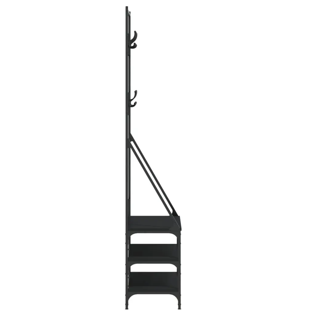 Black Clothes Rack with Shoe Storage 72x34x184 cm