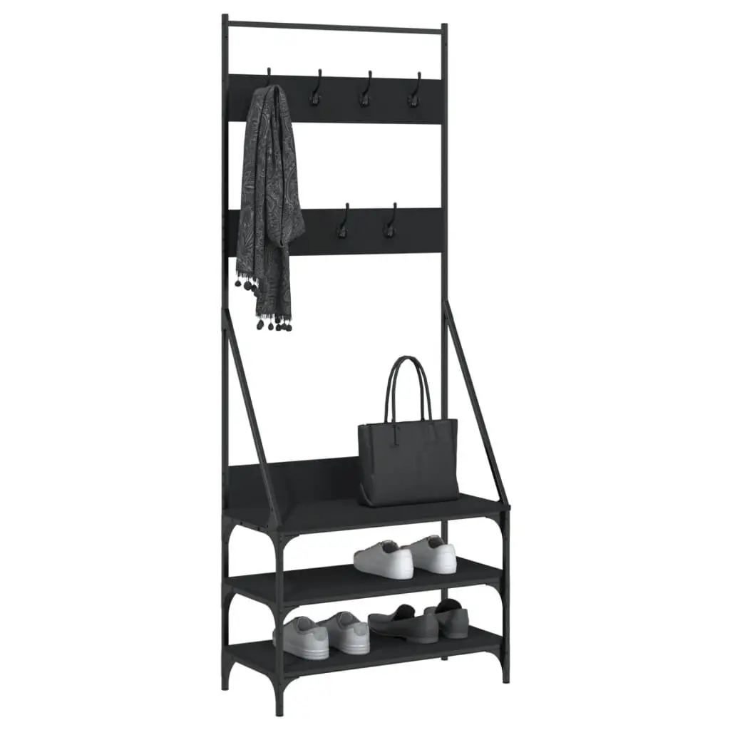 Black Clothes Rack with Shoe Storage 72x34x184 cm