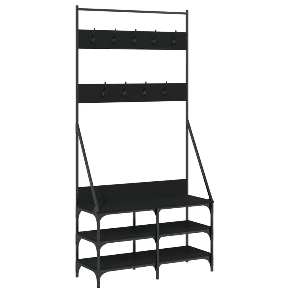 Black Clothes Rack with Shoe Storage