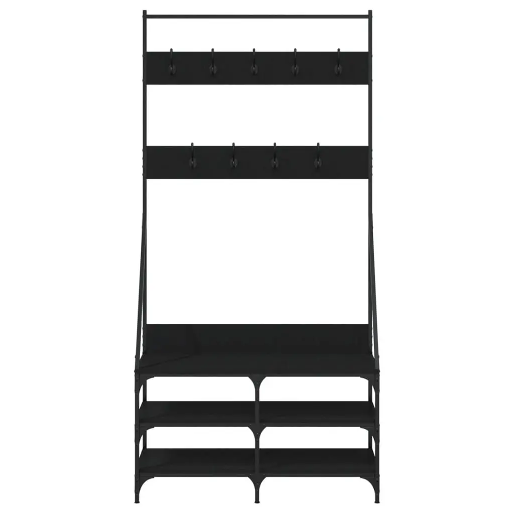 Black Clothes Rack with Shoe Storage