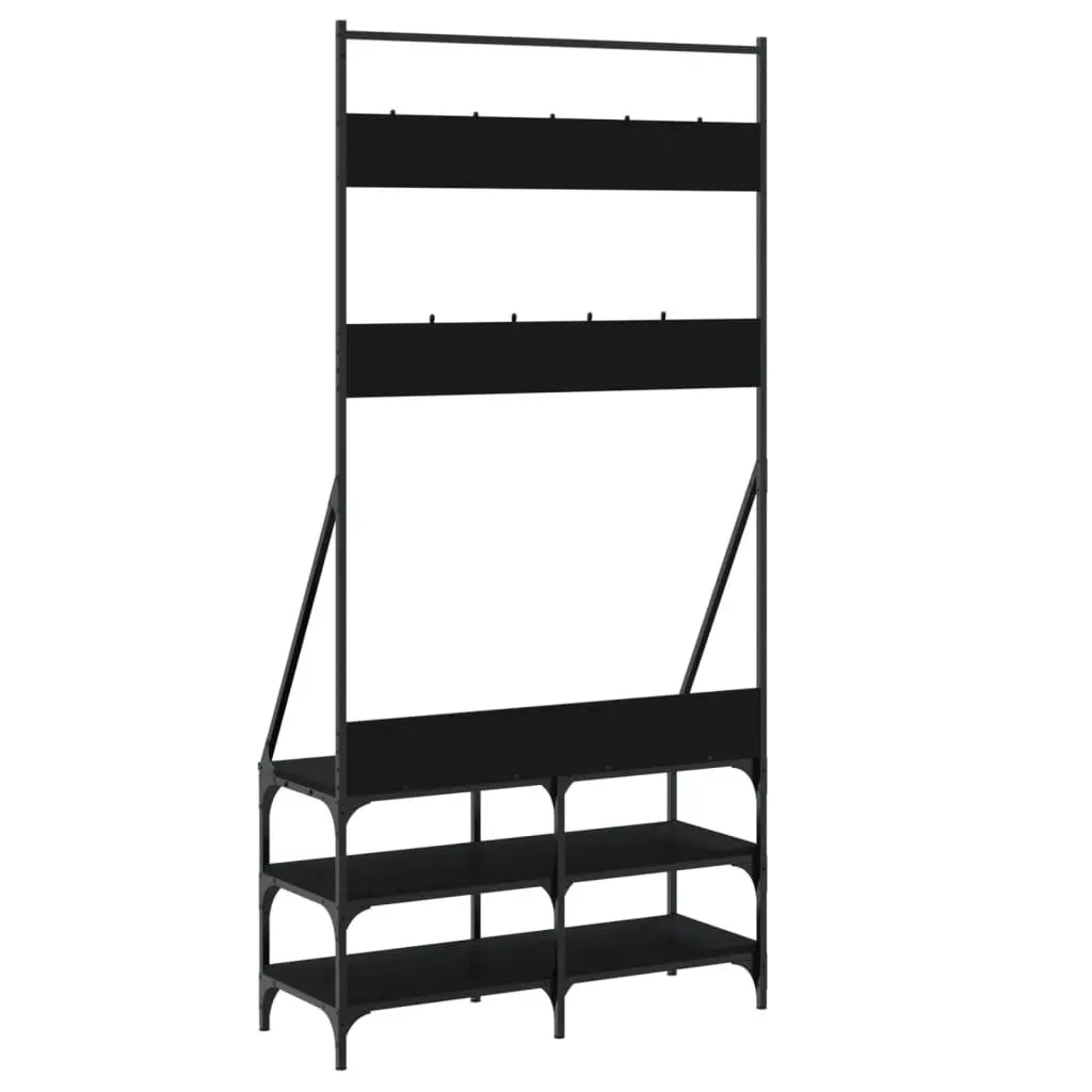 Black Clothes Rack with Shoe Storage