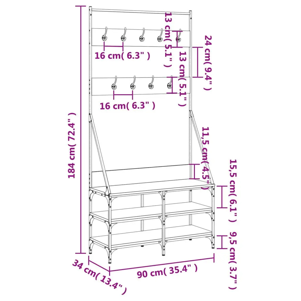 Black Clothes Rack with Shoe Storage