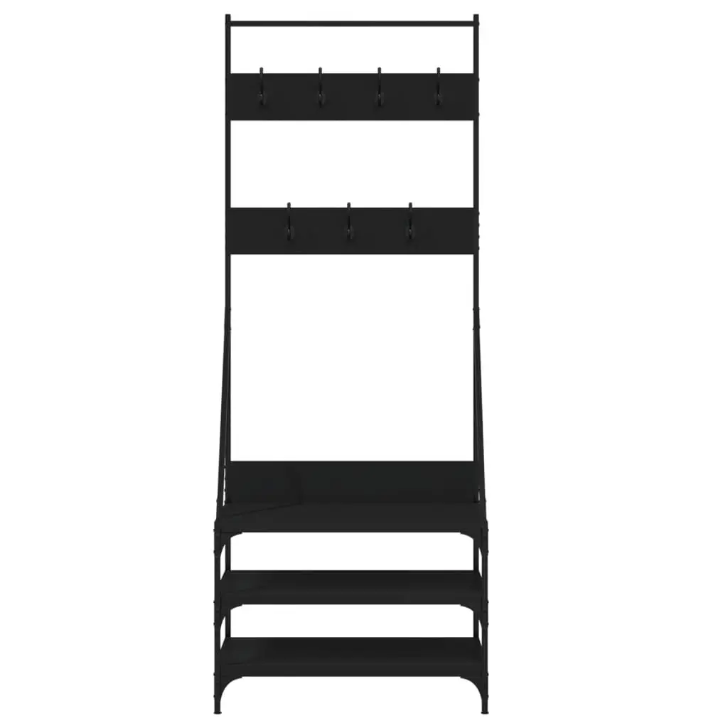 Black Clothes Rack with Shoe Storage Organizer