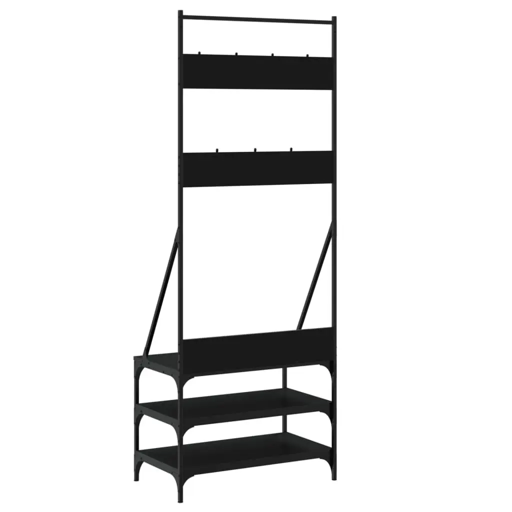 Black Clothes Rack with Shoe Storage Organizer