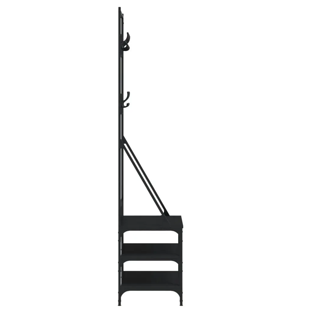 Black Clothes Rack with Shoe Storage Organizer