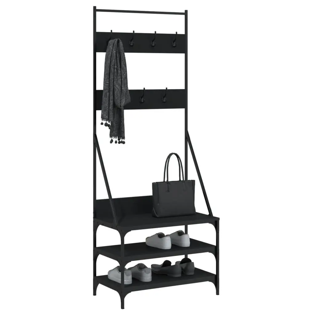 Black Clothes Rack with Shoe Storage Organizer