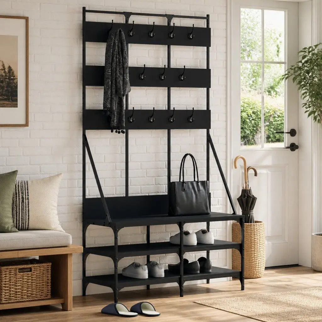 Clothes Rack Engineered Wood 100x40x184cm Black
