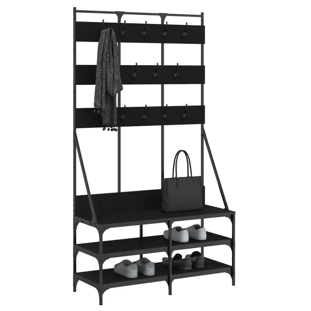 Clothes Rack Engineered Wood 100x40x184cm Black