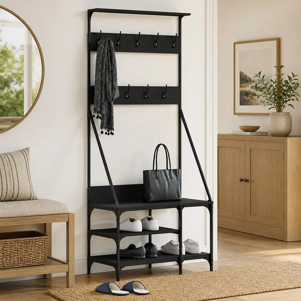 Clothes Rack Engineered Wood 80 x 40 x 184 cm Black