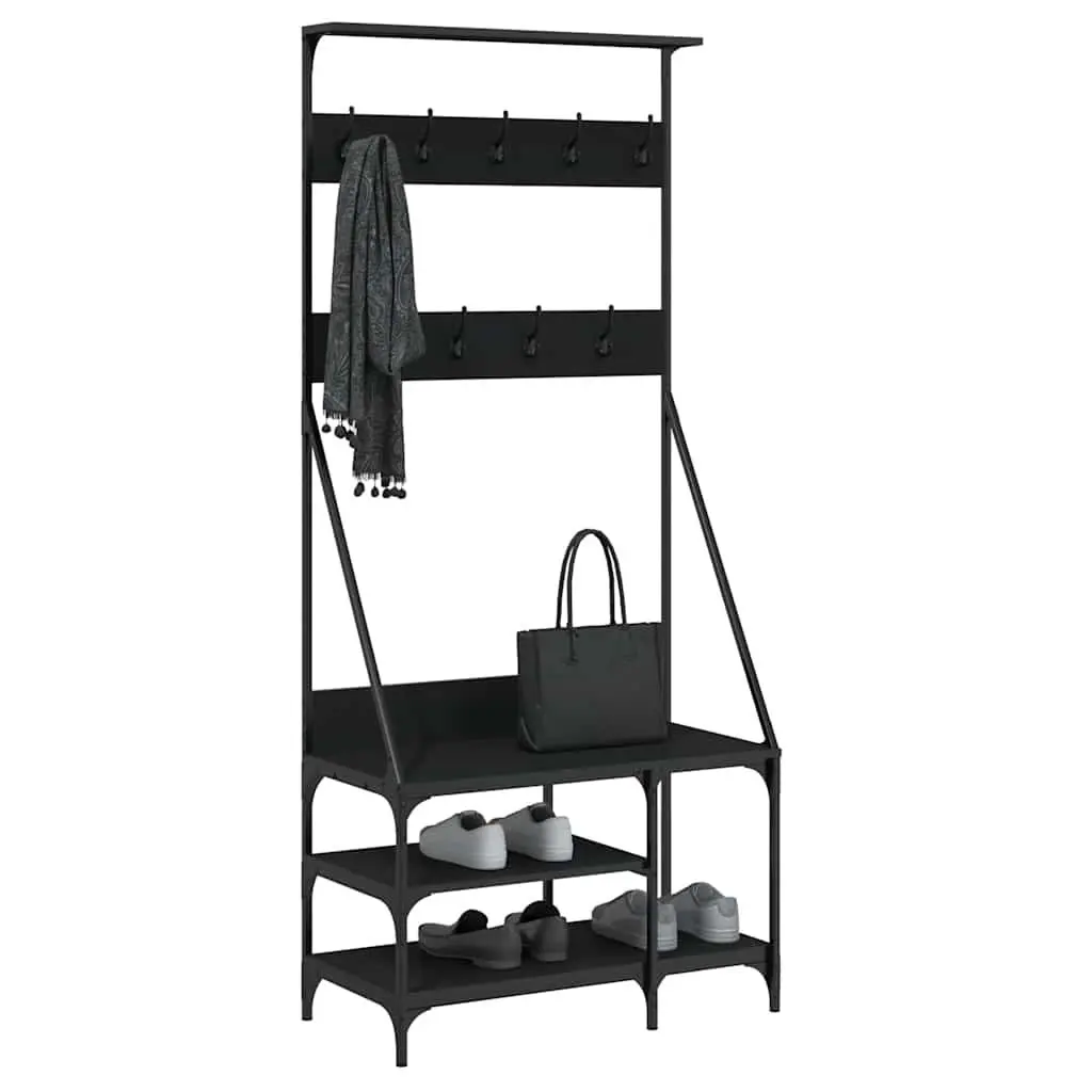 Clothes Rack Engineered Wood 80 x 40 x 184 cm Black