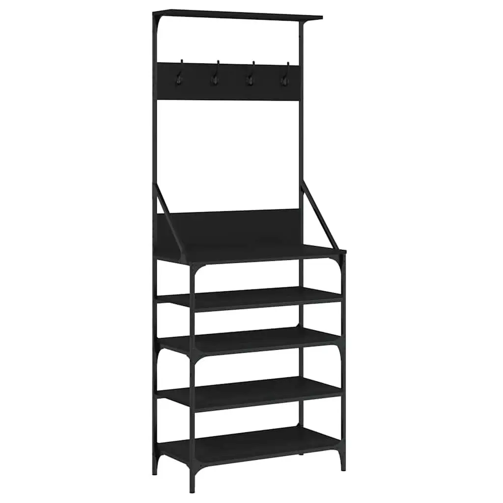 Clothes Rack Engineered Wood 70x34x184cm Black