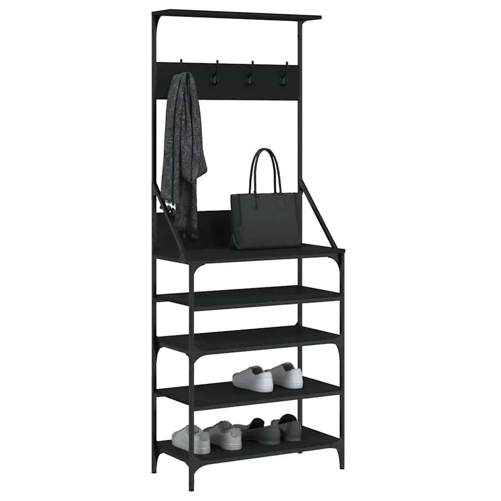 Clothes Rack Engineered Wood 70x34x184cm Black