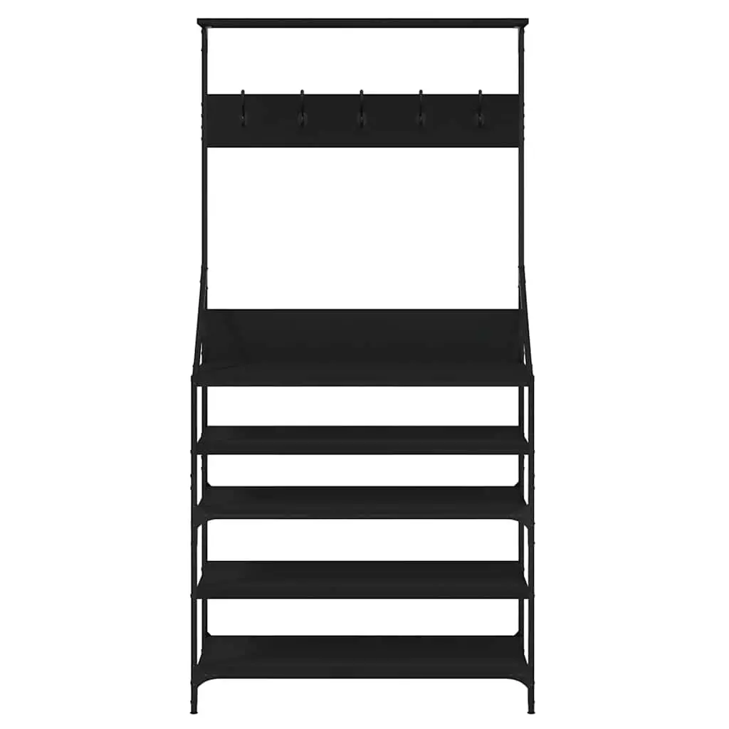 Black Clothes Rack with Shoe Storage Organizer
