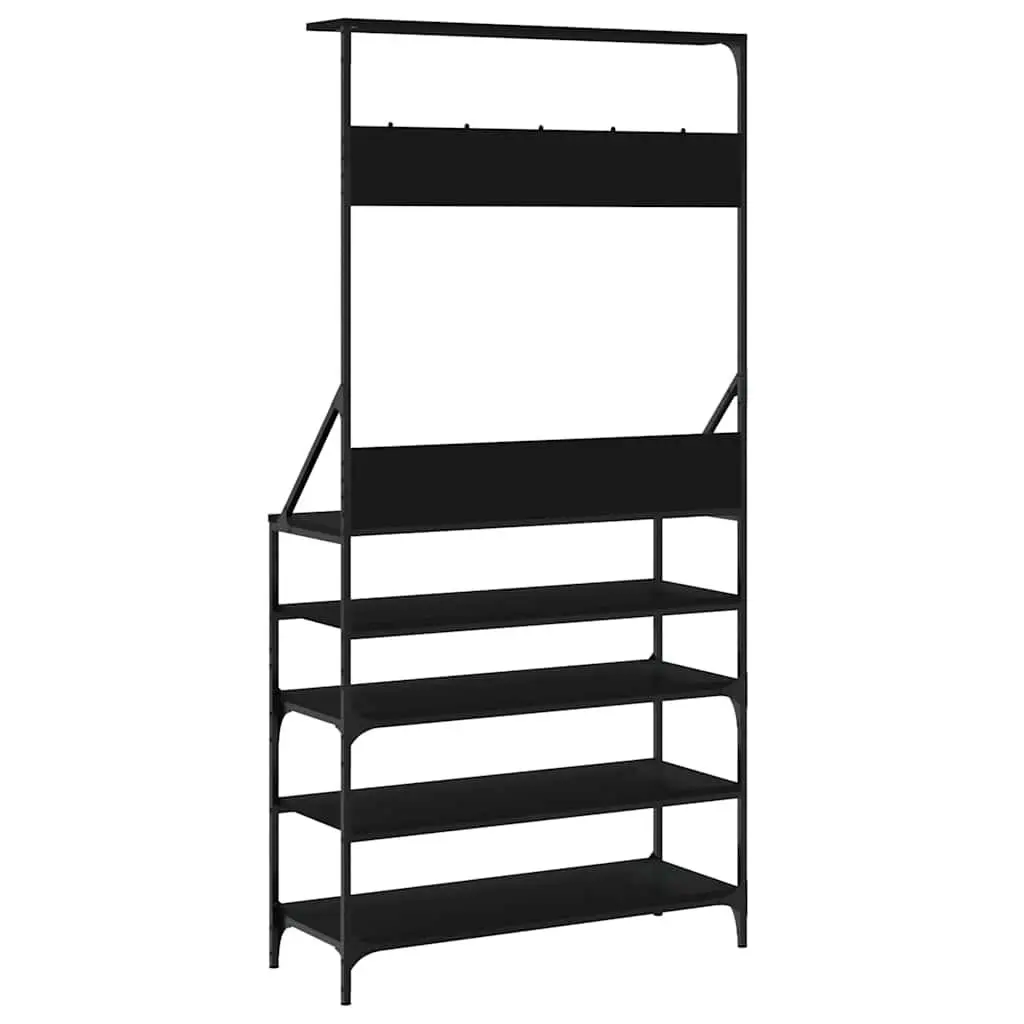 Black Clothes Rack with Shoe Storage Organizer