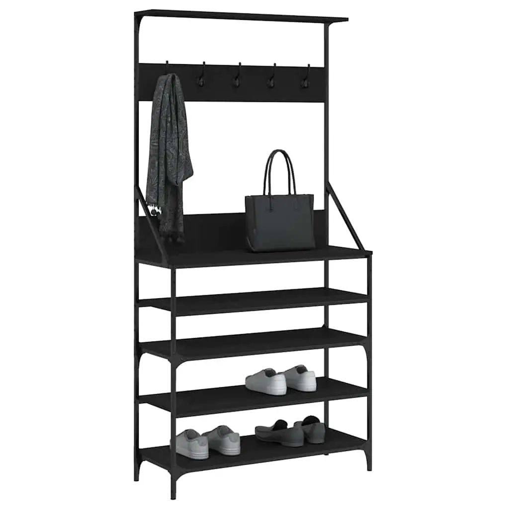 Black Clothes Rack with Shoe Storage Organizer