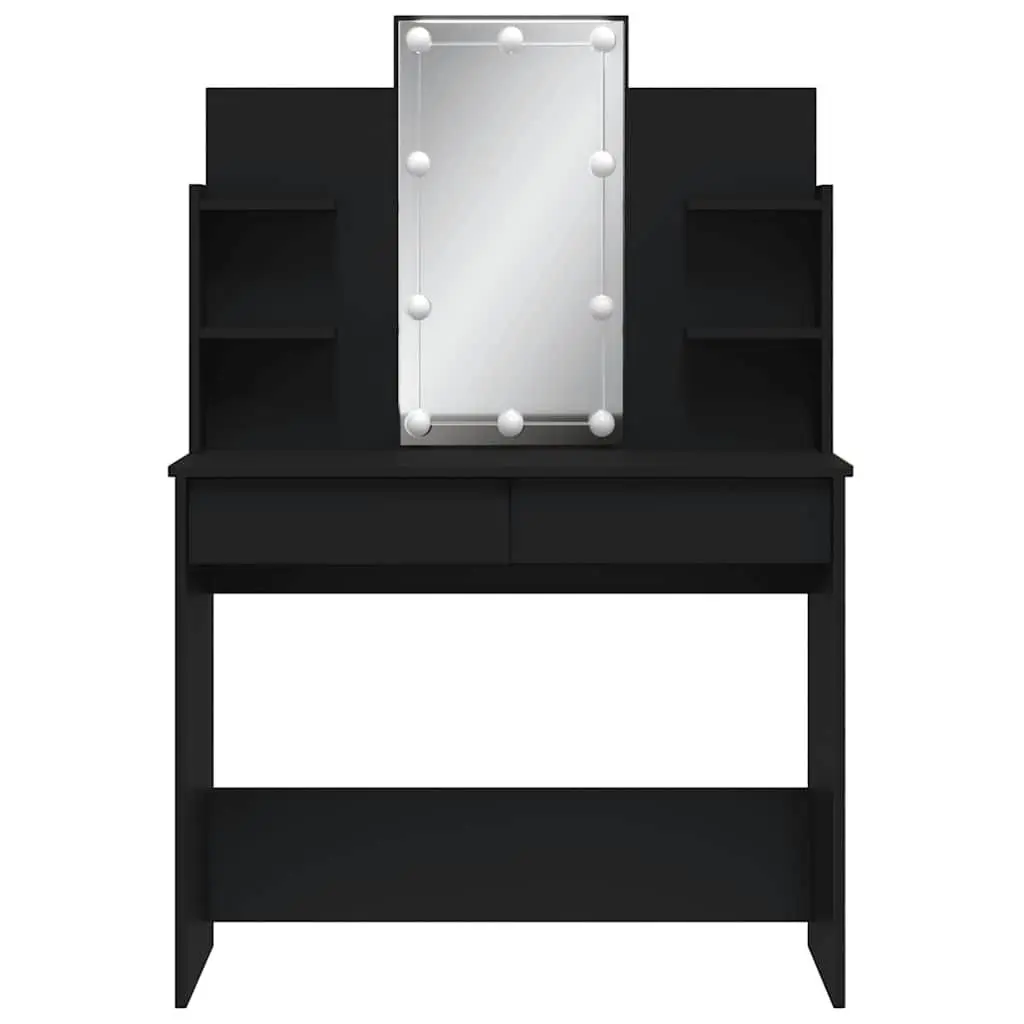 Black Dressing Table with LED Mirror and 2 Drawers