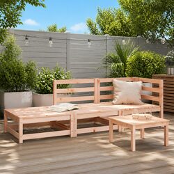 Outdoor 2-Seater Garden Sofa with Footstool - Solid Wood