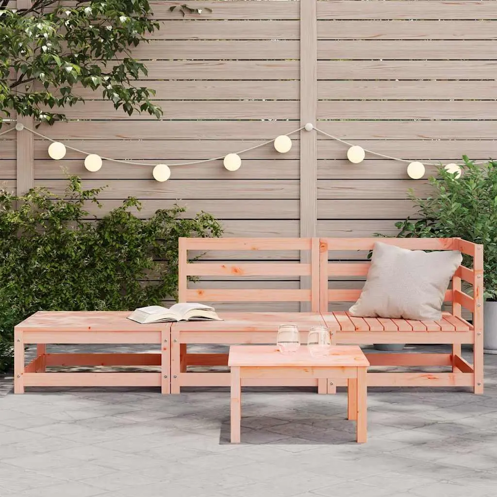 2-Seater Outdoor Garden Sofa with Footstool Solid Wood Patio Sectional Lounge