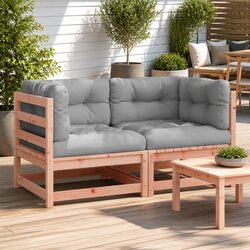 Durable Brown Wood Outdoor Sectional Sofa 2 pcs