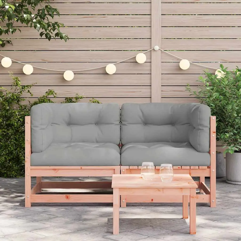 Brown Wood Outdoor Sectional Sofa 2 pcs