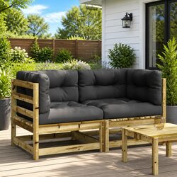 Durable Outdoor Corner Garden Sofa Set - 2 Pcs Brown