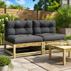 Armless Outdoor Sectional Sofa Unit with Cushions - 2pc