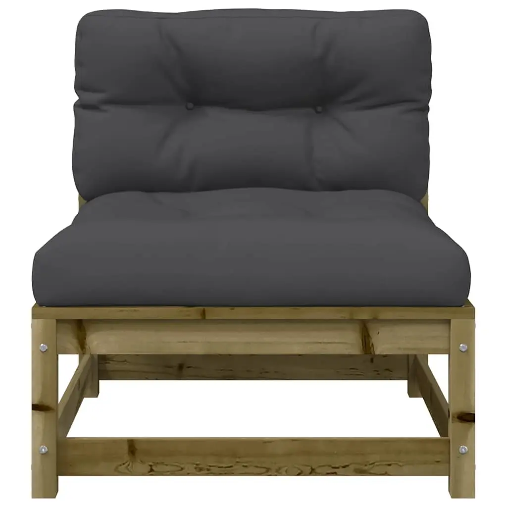 Outdoor Sectional Sofa Unit Armless Garden Seating with Cushions Brown Wood 2pc