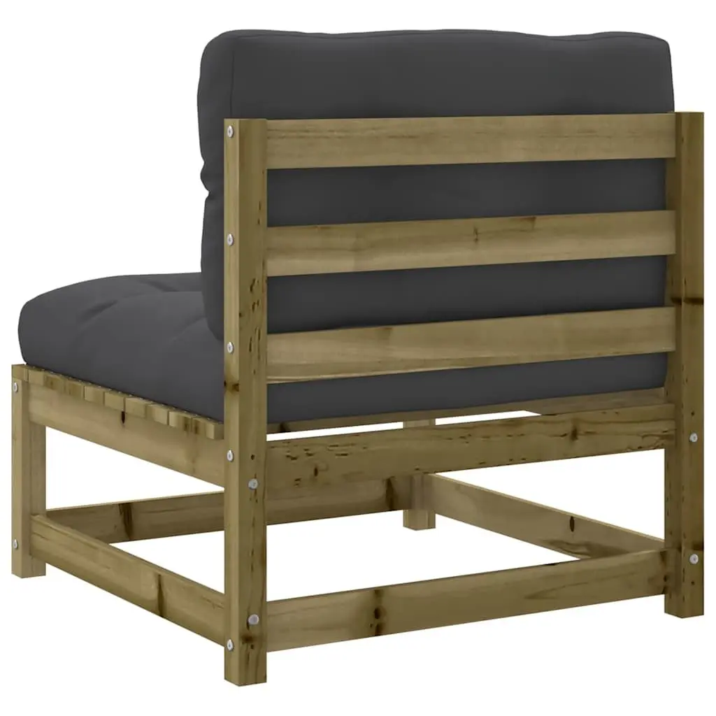 Outdoor Sectional Sofa Unit Armless Garden Seating with Cushions Brown Wood 2pc