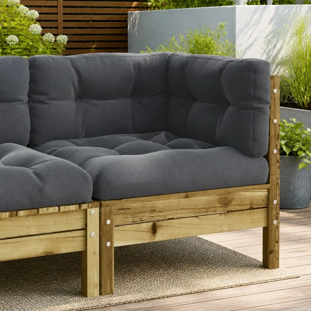 Modular Outdoor Corner Sofa with Cushions in Brown Wood