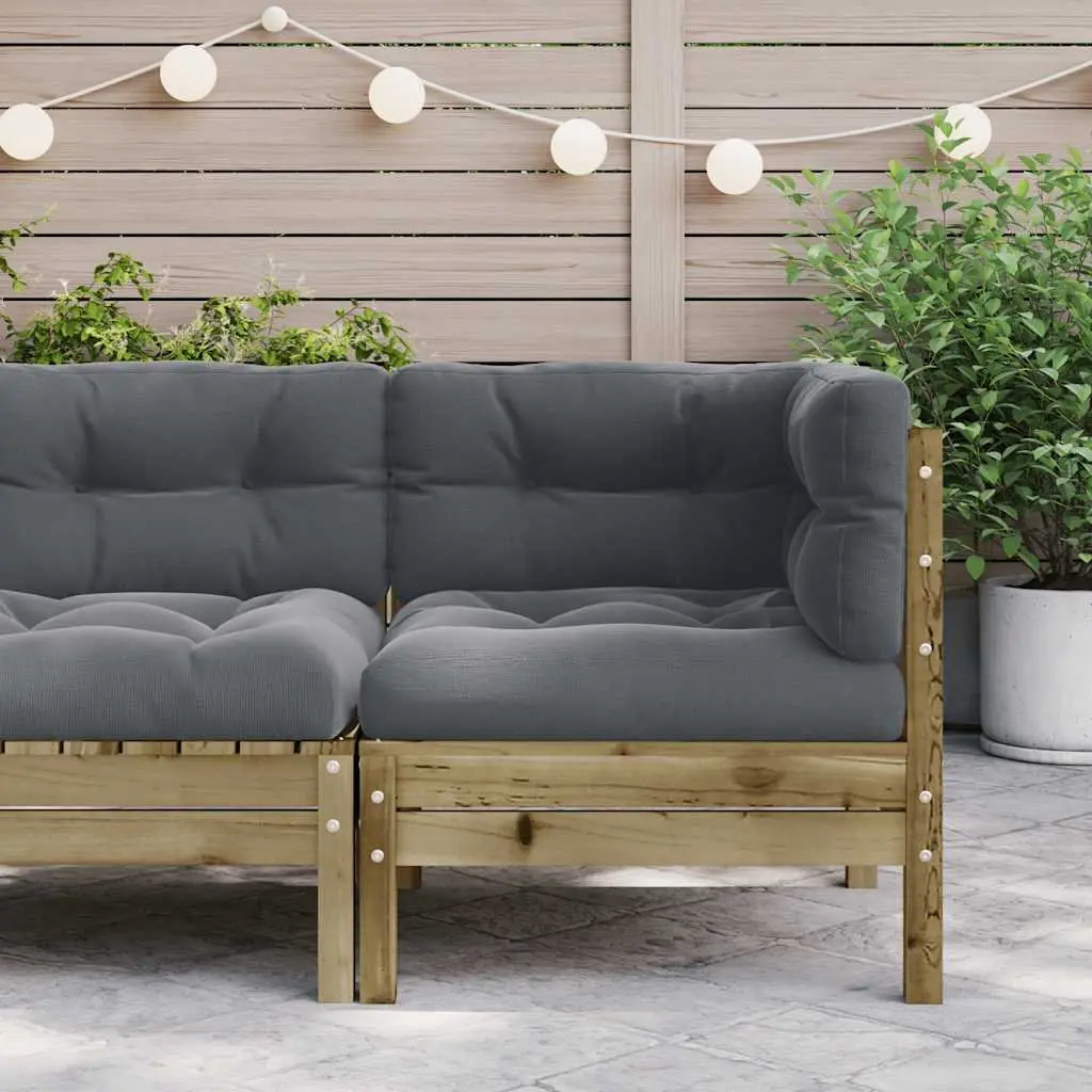 Modular Outdoor Corner Sofa with Cushions in Brown Wood