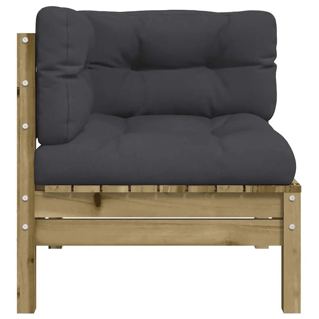 Modular Outdoor Corner Sofa with Cushions in Brown Wood