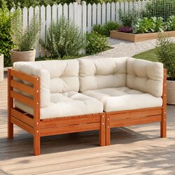 Brown Solid Wood Outdoor Sectional Sofa Corner Unit 2pcs