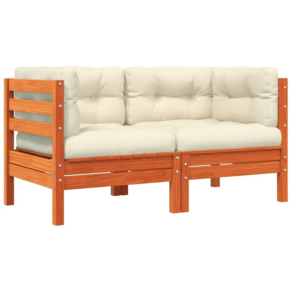 Brown Solid Wood Outdoor Sectional Sofa Corner Unit 2pcs