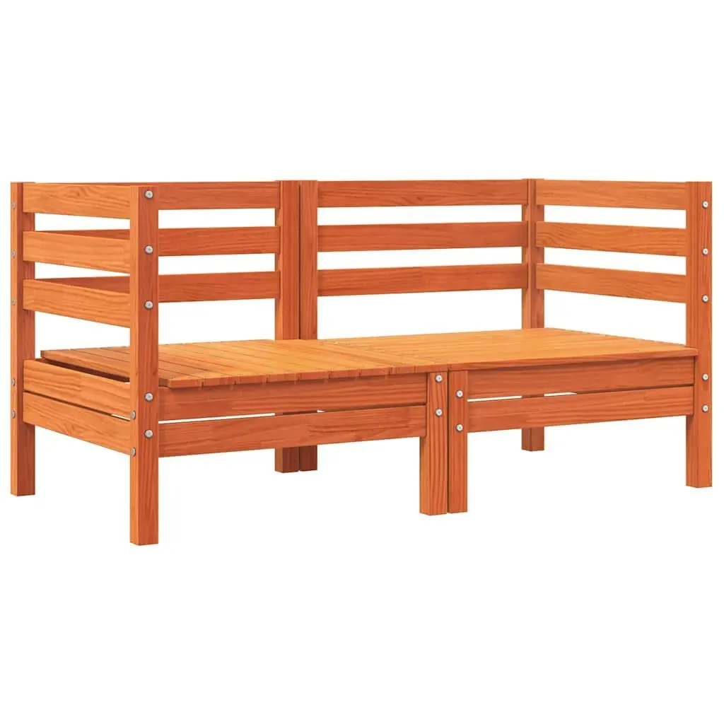 Brown Solid Wood Outdoor Sectional Sofa Corner Unit 2pcs