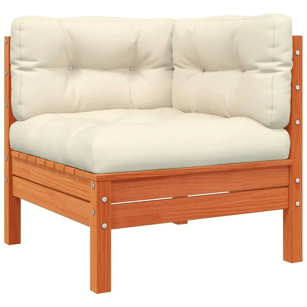 Brown Solid Wood Outdoor Sectional Sofa Corner Unit 2pcs