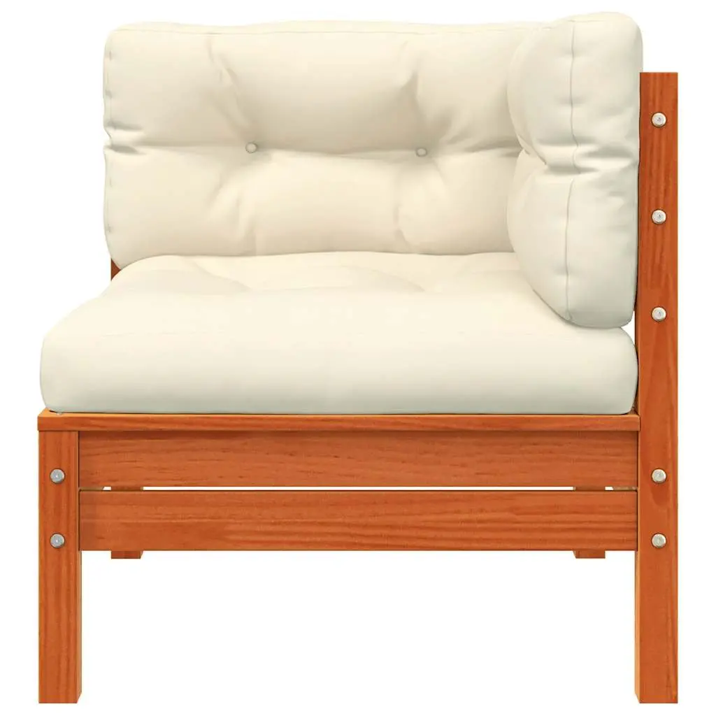 Brown Solid Wood Outdoor Sectional Sofa Corner Unit 2pcs