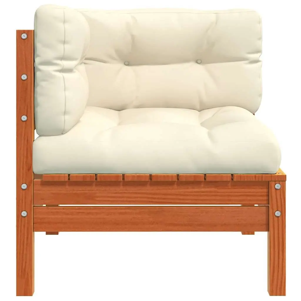 Brown Solid Wood Outdoor Sectional Sofa Corner Unit 2pcs