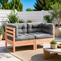 Solid Wood Outdoor Sectional Sofa with Cushions