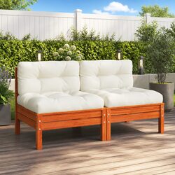 Outdoor Sectional Sofa Armless Single Unit Garden Patio Seating Solid Wood Pine