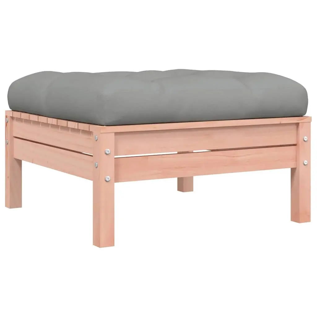 Garden Footstool with Cushion Solid Wood Outdoor Patio Ottoman Brown