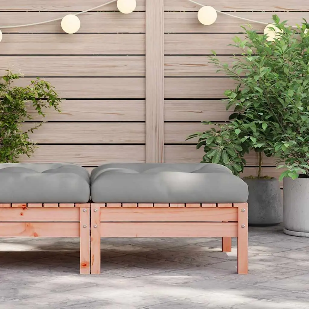 Garden Footstool with Cushion Solid Wood Outdoor Patio Ottoman Brown