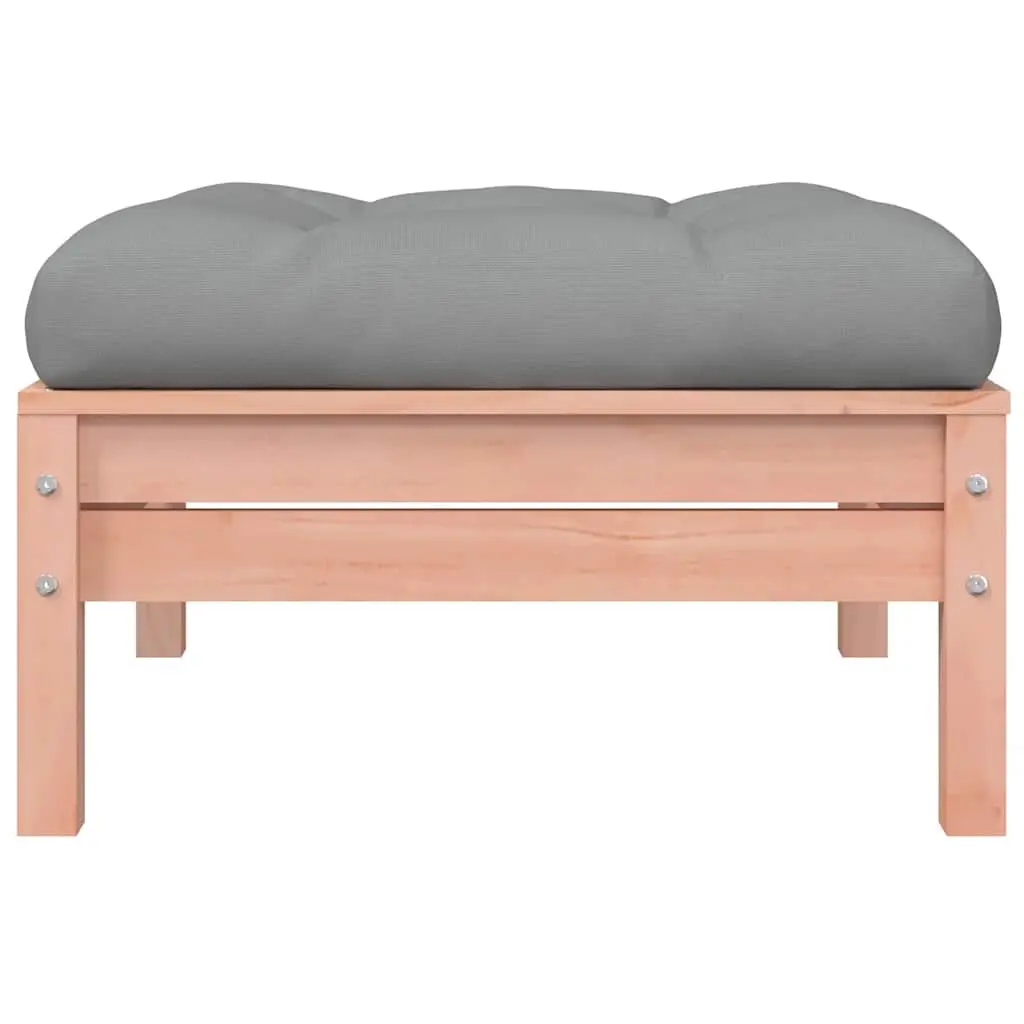 Garden Footstool with Cushion Solid Wood Outdoor Patio Ottoman Brown