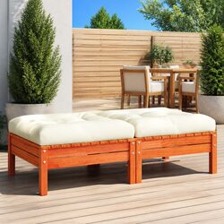 Premium Outdoor Footstools with Cushions – 2 pcs Pine