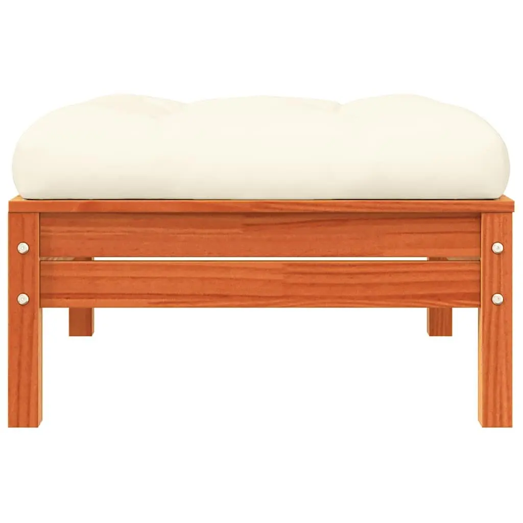 Outdoor Garden Footstools with Cushions 2 pcs Solid Wood Pine Patio Ottoman