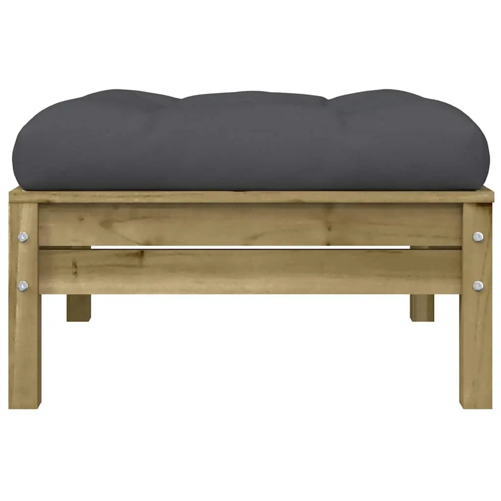 Outdoor Garden Footstools with Cushions 2 Pieces Solid Wood Patio Ottoman